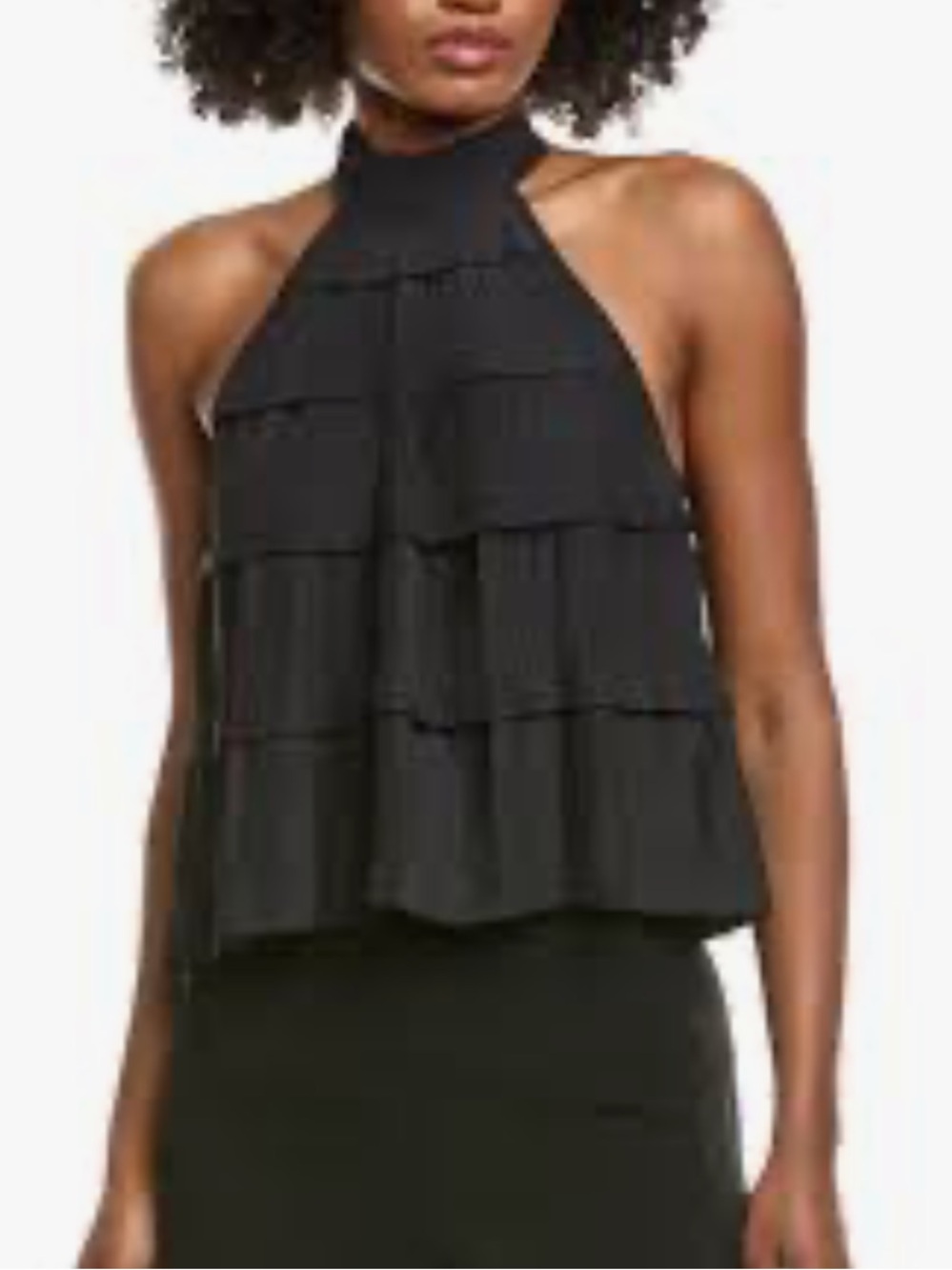 NWT Ramy Brook Sherrie tiered halter top black medium